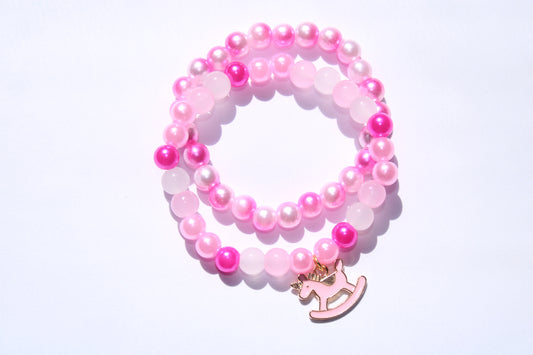 Pink Rocking Horse Baby Bracelet Sets