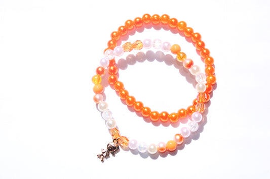 Pearly Orange Big Kid Bracelet Set With Charm