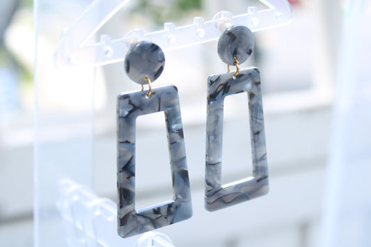 Haze Grey Marble Earrings